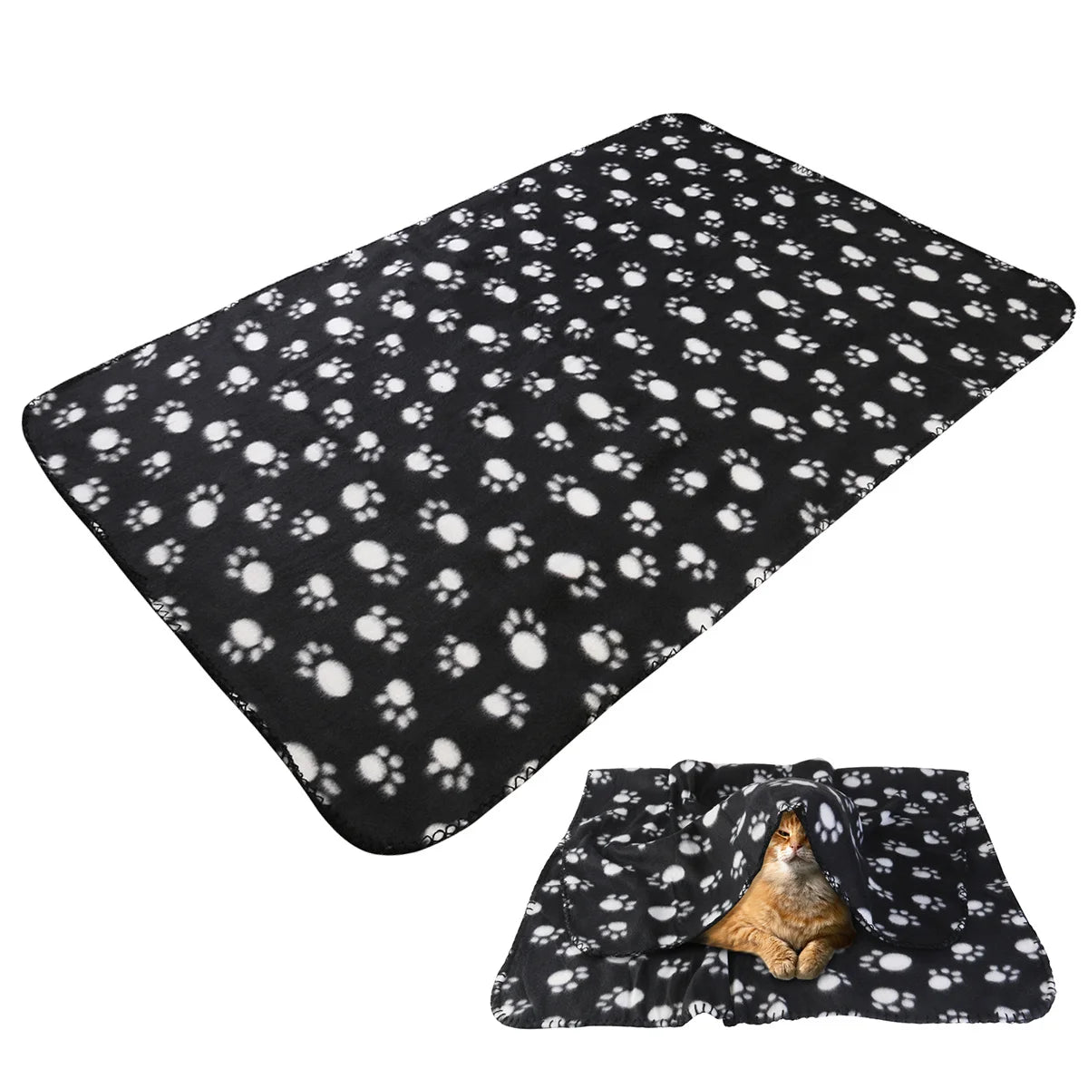 Double Sided Fleece Blanket 100*70Cm Black Pet Bed Mat For Dogs Cats Dog Mat Machine Washable Warm Soft Pet Cushion