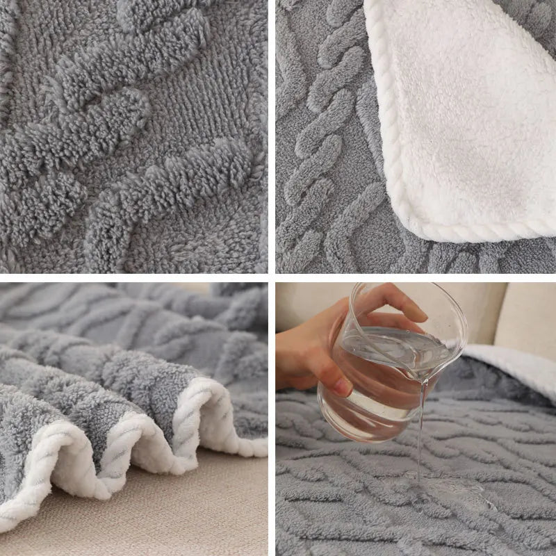 Solid Color Pet Blanket Cozy Pet Plush Blanket Thick Waterproof Bed Throw for Winter Machine Washable Sleeping Quilt for Dogs