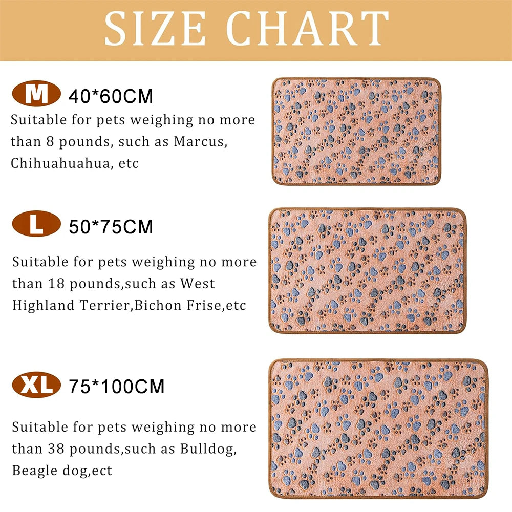 High Quality Soft Fluffy Pet Blanket Cute Dog Cat Paw Print Thick Coral Fleece Blankets Pet Mat Warm and Comfortable Thermal Pad