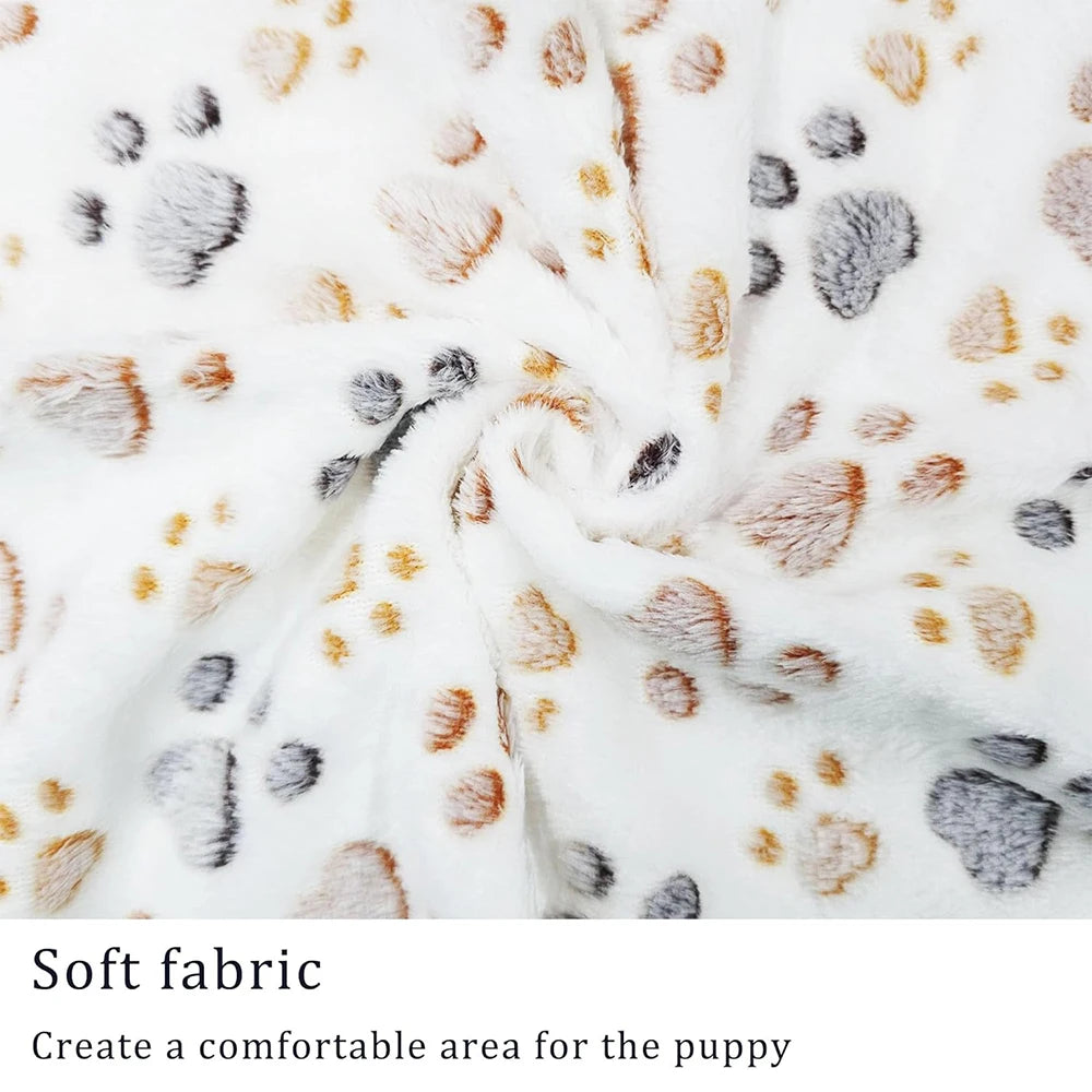 High Quality Soft Fluffy Pet Blanket Cute Dog Cat Paw Print Thick Coral Fleece Blankets Pet Mat Warm and Comfortable Thermal Pad