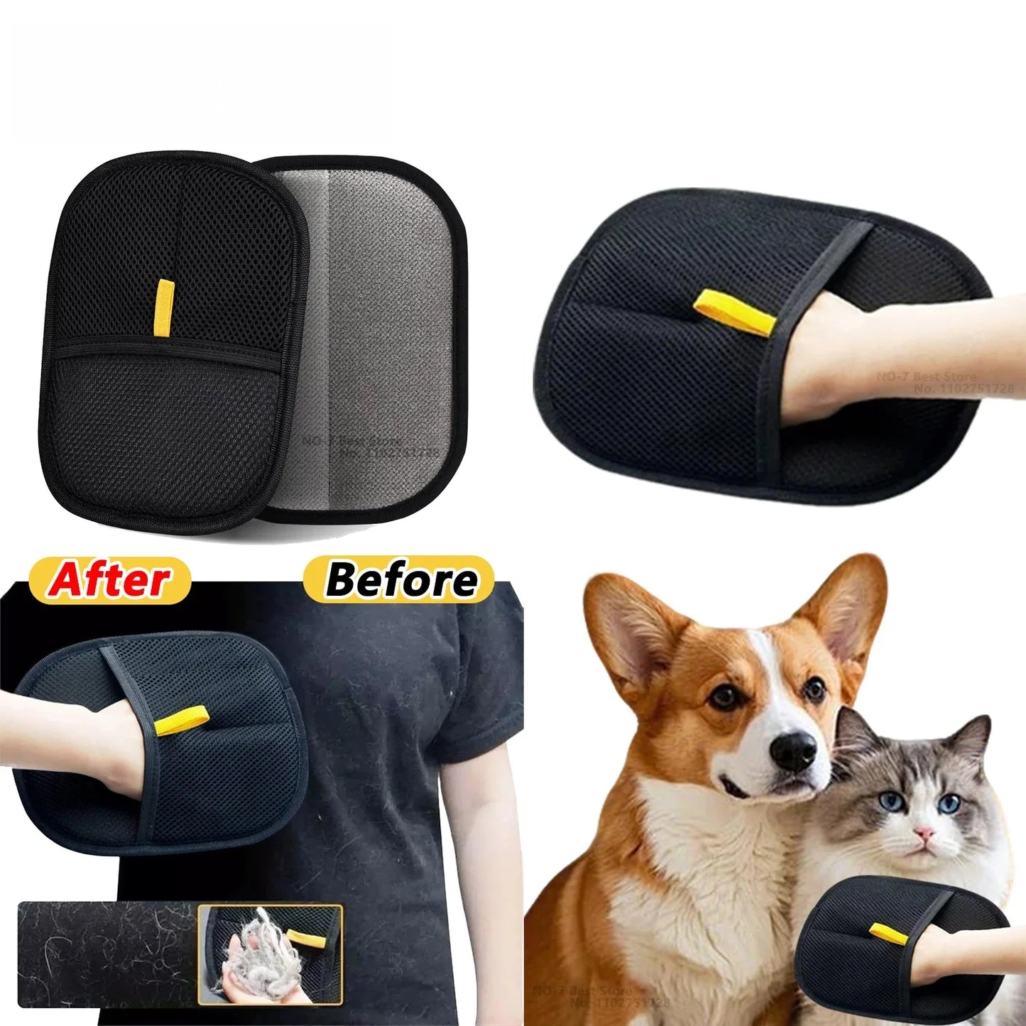 Pet Hair Removal Tool Reusable Static Removal Gloves, Double-Sided Grooming Gloves for Pets, Removes Pet Fur Hair for Carpets